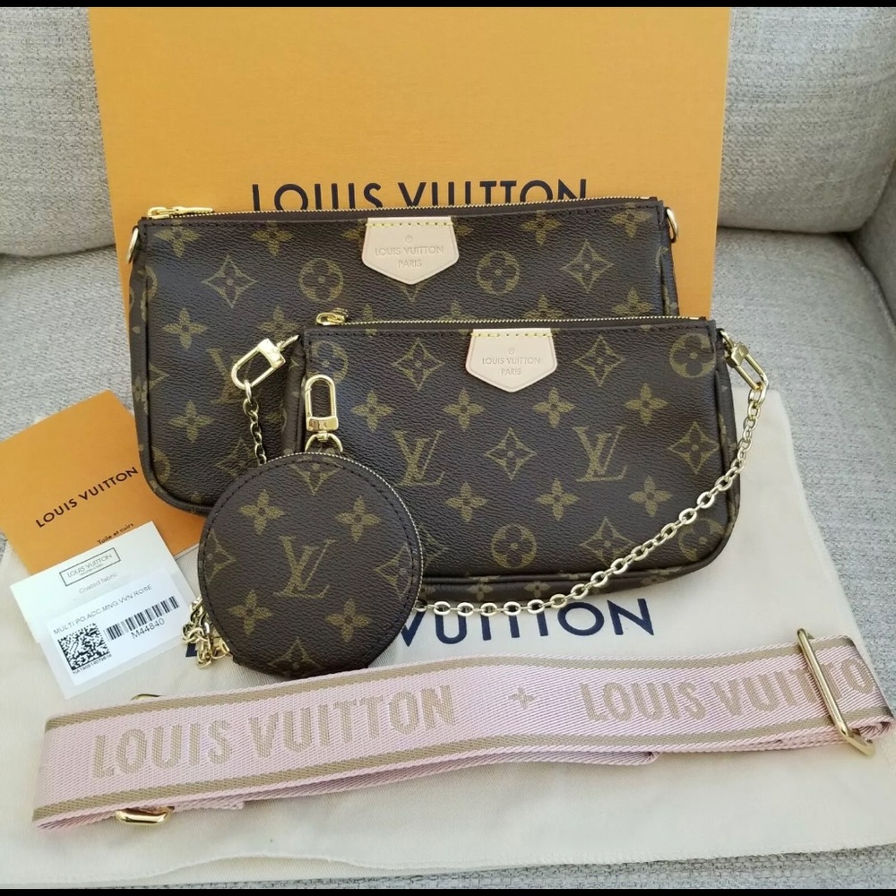 NWT Louis Vuitton Multi Pochette Rose Clair Monogr